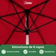 thumbnail image 2 of Sombrilla 2.7 metros Playa Jardín Jardimex  Inclinación Manivela Rojo, 2 of 7