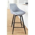 thumbnail image 2 of LumiSource Black Steel, Grey Corduroy Fabric Diana Counter Stool - Set of 2, 2 of 5