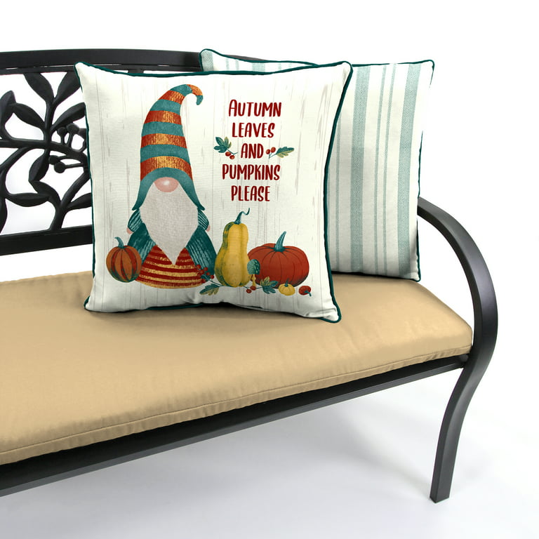 Mainstays Outdoor Decorative Throw Pillows Set of 2 ~ 16 Fall Autumn Gnome