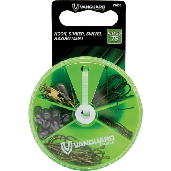 Southbend Range Assorted Hook, Swivel & Sinker Kit - Fishing Tackle Set - 75 Piece