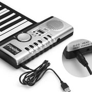 HOMEMAXS 1Pc Professional 61 Keys Roll-up Keyboard Piano Silicone Foldable Electronic Digital with Speaker without Battery Without Battery