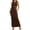 Brown, variant on Women’s Solid Sleeveless Lace Cutout Waist Maxi Dress, Soft Stretch Knit Slim Fit Long Dress, Elegant Minimalist Dress for Daily Work Casual Evening Occasions Brown S