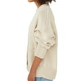 thumbnail image 3 of Seyurigaoka Women Juniors V-neck Knitwear, Solid Color Loose Long Sleeve Knitted Cardigan, 3 of 5