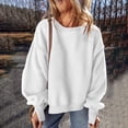 thumbnail image 6 of Bmisegm Women Casual Crew Neck Splicing Design Loose Hoodie Top Womens Sweatshirts Without Hood for Everyday White L, 6 of 8