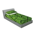 thumbnail image 2 of Ambesonne Green Fitted Sheet & Pillow Sham Set, Forest Tree Leaf Texture, Twin, Dark Green, 2 of 2