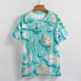 thumbnail image 3 of Beach Seashell Starfish Women's Short Sleeve Tops Casual Blouses T Shirt, 3 of 6