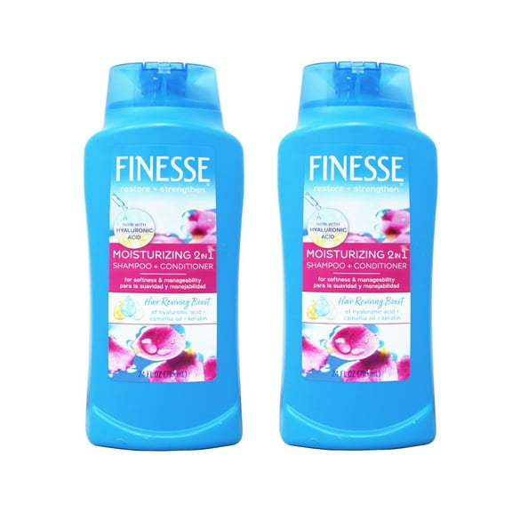 FINESSE Moisturizing 2 in 1 Shampoo   Conditioner Hair Reviving Boost of hyaluronic acid   camellia oil   keratin 24 fl oz - 2 Pack