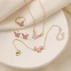 thumbnail image 1 of New Personalized Butterfly Glazed Bracelet Ring Necklace Earring, Exquisite Small and Fashionableand High Sense Collar Chain Set, 1 of 5