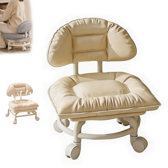Rolling Low Stool with Backrest - Rolling Backrest Chair for Cleaning,Low Rolling Stool