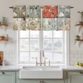 thumbnail image 2 of Elegant Spring Floral Tier Curtains, Summer Botanical Farmhouse Light Filtering Kitchen Curtains, 2Pcs Rod Pocket Half Window Treatments Panels for Sink Cafe Cabinet Camper 27.5x24 Inches, 2 of 9