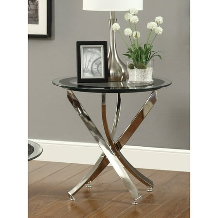- Coaster Furniture Round Glass Top End Table - Chrome