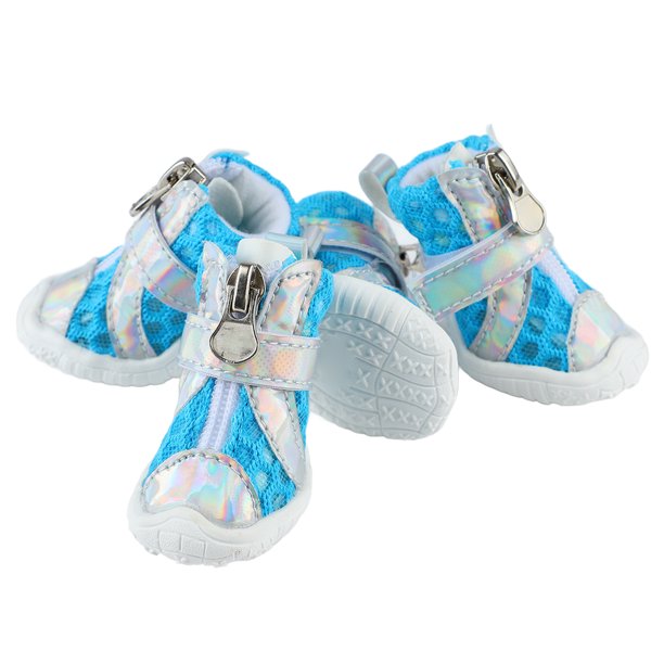 Puppy Shoes, 4pcs Dog Booties Summer For Hot Pavement For Walking Blue