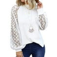 thumbnail image 1 of Coloody Hauts en Dentelle à Manches Longues pour Femmes Blouses Décontractées de Bureau Col Rond T-Shirts Unis, 1 of 2