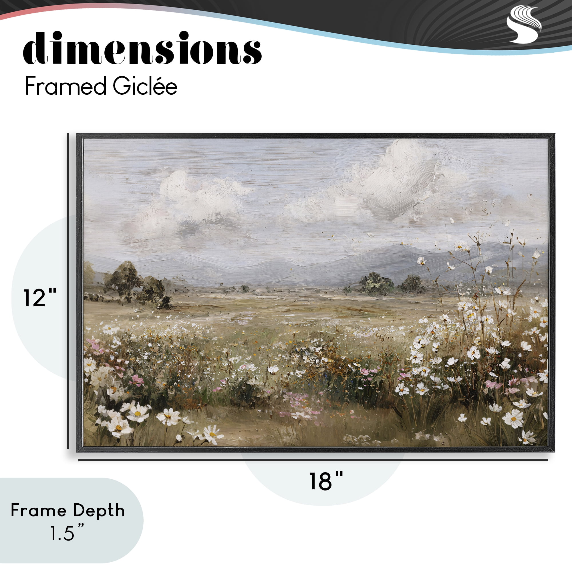 Stupell Industries Daisy Clusters in Field Black Framed Giclee Art, design by Jacky Ngan