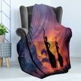 thumbnail image 4 of Spanish Soft Flannel Fleece Blanket, Silhouette of 2 Girls Dancing Flamenco with Dramatic Cloudy Sunset Sky Background, Cozy Plush for Indoor and Outdoor Use, 70" x 90", Multicolor, by Ambesonne, 4 of 5