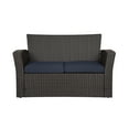 thumbnail image 2 of WestinTrends 4pc Outdoor Furniture Conversation Sofa Set with Loveseat, Cofee Table and Cushions, All Weather UV Resistant Rattan Wicker Patio Chairs, Chocolate/Navy Blue, 2 of 7