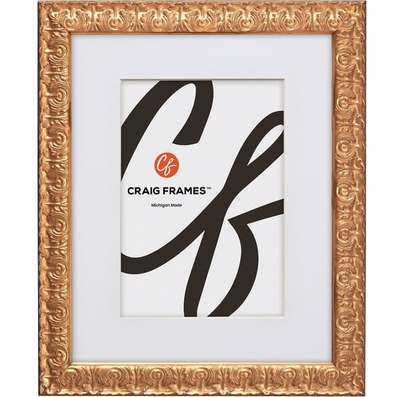 Craig Frames Versailles, 8.5x11 inch Gold Picture Frame Matted for a 6x9 Photo