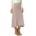 thumbnail image 4 of INSPIRE CHIC Women's Sweater Skirt Elastic High Waist Stretchy Ribbed Knit A-Line Midi Skirts Fall Winter Outfits L Khaki, 4 of 6