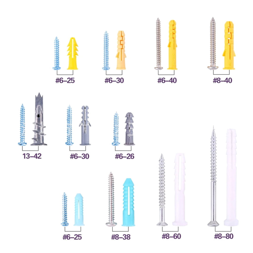 Zeiwohndc 220Pcs Wall Plug and Screws Set for Wallboards Concrete Pciture Hangings