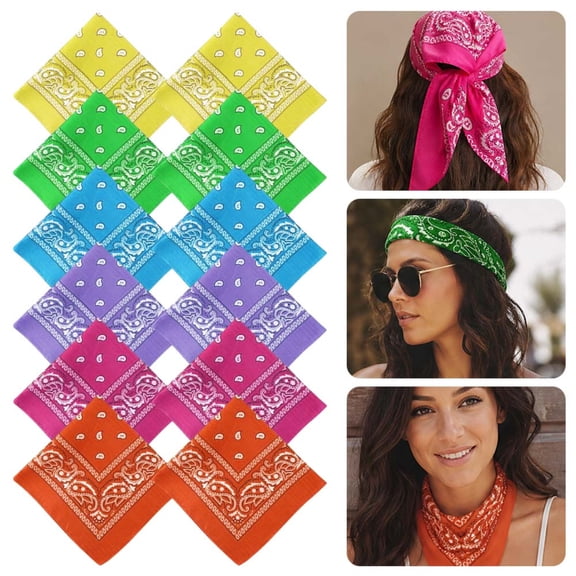 12 Pack Paisley Bandanas, 21 Inch Bandana Scarves for Men Women, Soft Breathable Head Neck Scarf Handkerchief Hair Wrap