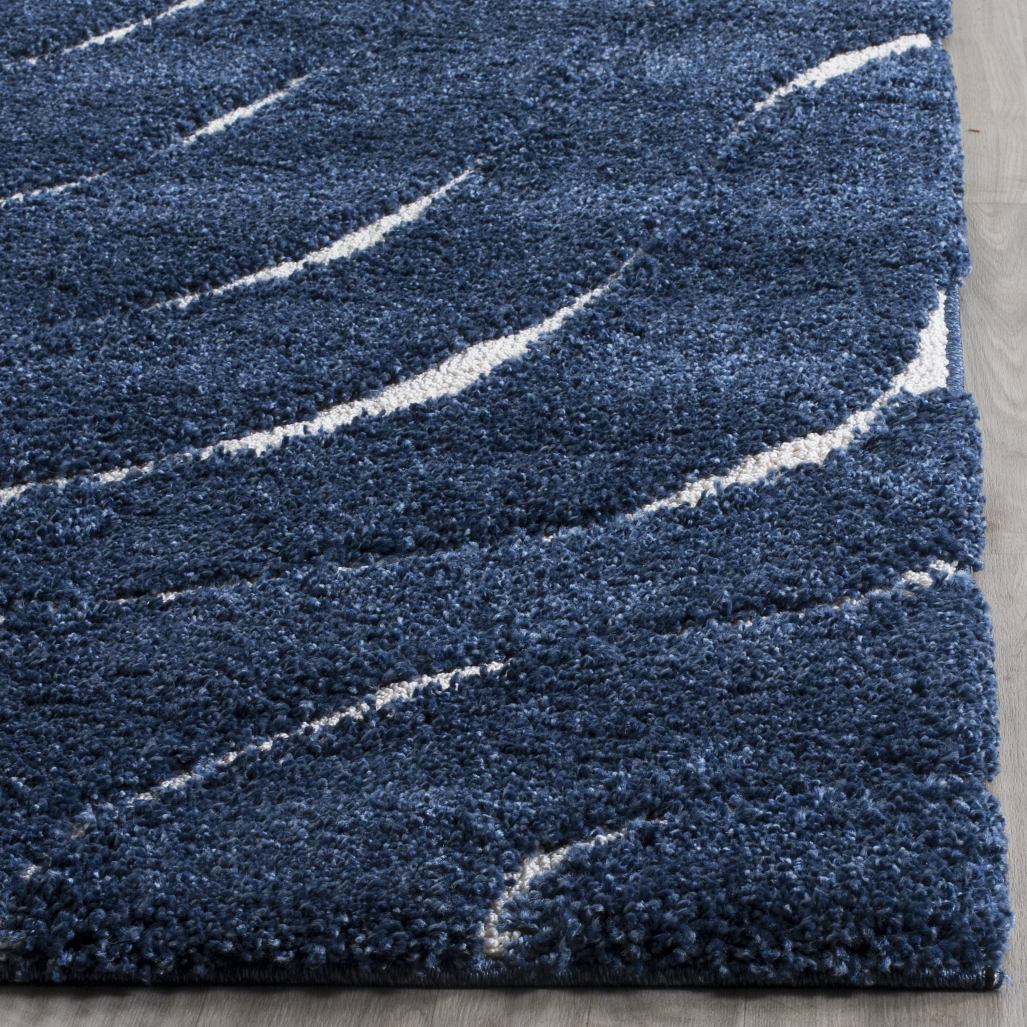 Safavieh Florida Tabitha Geometric Shag Area Rug, Dark Blue/Cream, 9'6" x 13'