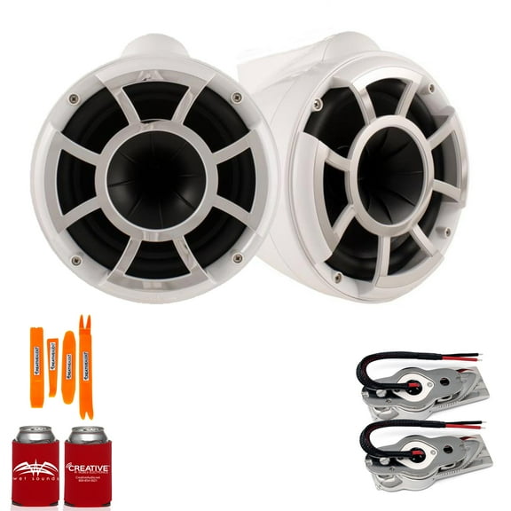 Wet Sounds REV 10W-SXM 10" Tower Speakers, White, Swivel Base Mount (NO CLAMP)