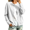 thumbnail image 2 of Karight Womens Fleece Snap Front Cardigan, Soft Lightweight Sweatshirt for Women, Baseball Jacket with Pockets, 2 of 8