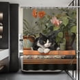 thumbnail image 4 of Black Cat Shower Curtain, Cats Bathroom Set Country Farm Flower Plant Shower Curtain Rural Style Rustic Shower Curtains Bathtub Decor with 12 Hooks 72x72 Inches, 4 of 6