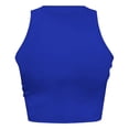 thumbnail image 5 of Solid Color Cropped Tank Top Sleeveless Round Neck Casual Summer Vest for Women, XXL, Blue, 5 of 5