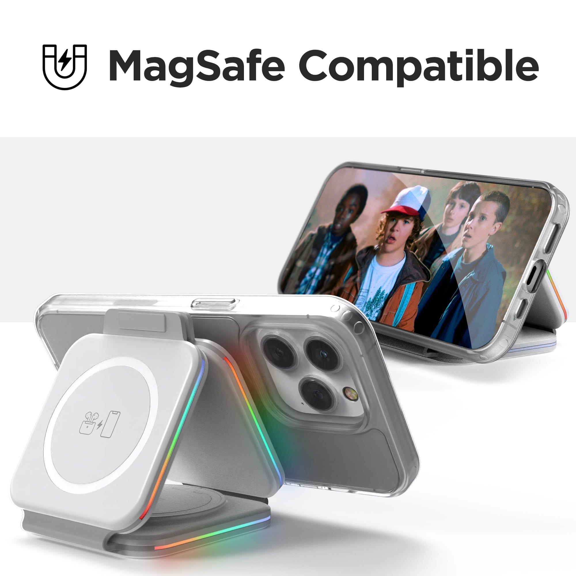 Galvanox 3 in 1 Magnetic Foldable Charging Station Compatible with Multiple MagSafe Apple Devices, Compact Portable Travel Charger (For iPhone / Airpods / Apple Watch) 2 Pack