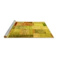 thumbnail image 2 of Ahgly Company Machine Washable Indoor Round Patchwork Yellow Transitional Area Rugs, 3' Round, 2 of 4