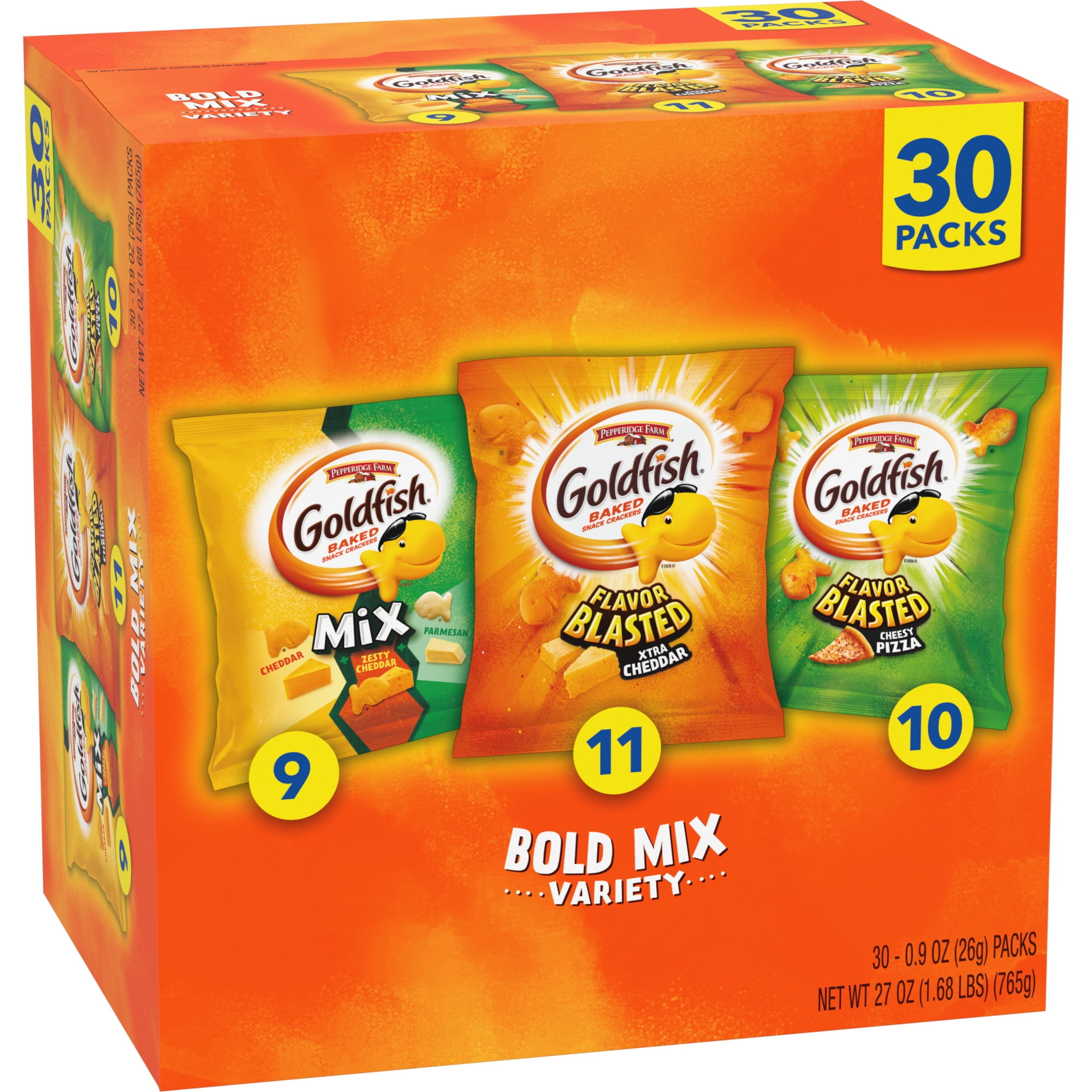 Pepperidge Farm Goldfish Crackers Bold Mix with Cheesy Goldfish Mix ...