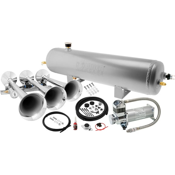 Vixen Horns Train Horn Kit for Trucks/Car/Semi. Complete Onboard System- 200psi Air Compressor, 3 Gallon Aluminum Tank, 3 Trumpets. Super Loud dB. Fits Vehicles like Pickup/Jeep/SUV VXO8330APRO/3118C