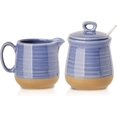 thumbnail image 1 of Hasense Sugar and Creamer Set with Lid Spoon, Porcelain Cream Container and Sugar Bowls Set for Countertop, Vintage Coffee Serving Set, Sugar Holder and Creamer Pitcher Set for Home Decor, Sky Blue, 1 of 7