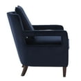 thumbnail image 2 of Velvet Accent Chair, Mid Century Reading Chair with Open Armrests, Single Sofa Arm Chair with Solid Wood Legs for Living Room, Bedroom, Office, Navy Blue, 2 of 7