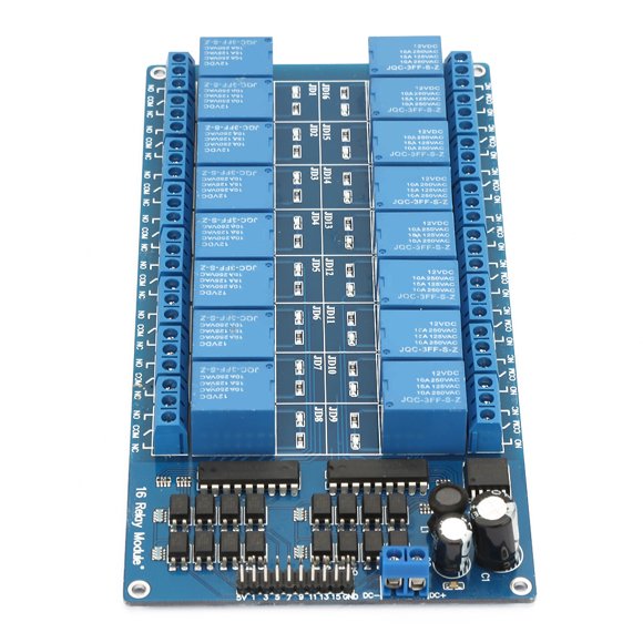 Placa de interfaz de relé, módulo de relé de 12 V de 16 canales Módulo de relé de canal Tablero de control de relé Durabilidad probada en el tiempo