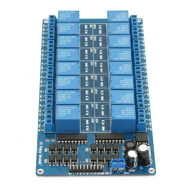 Placa de interfaz de relé, módulo de relé de 12 V de 16 canales Módulo de relé de canal Tablero de control de relé Durabilidad probada en el tiempo