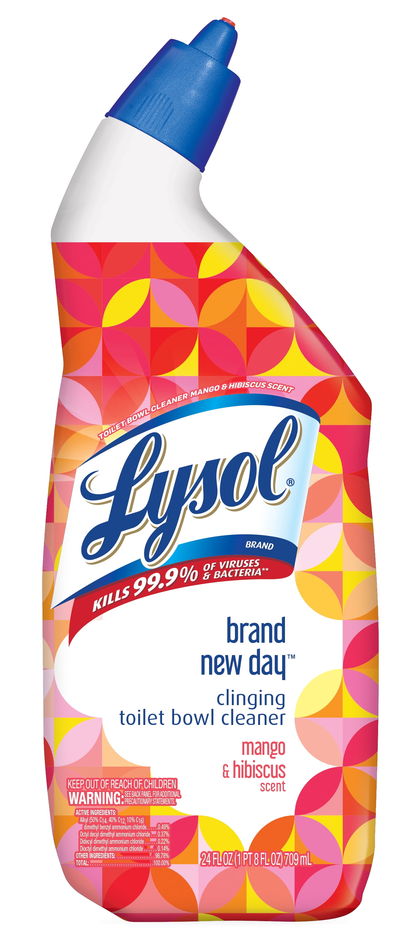 Lysol Toilet Bowl Cleaner Gel, For Cleaning and Disinfecting, Stain Removal, Brand New Day, Mango and Hibiscus, 24oz