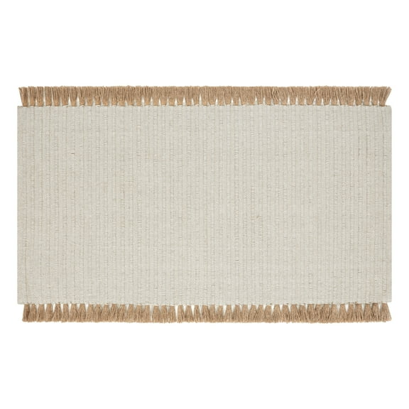 Beautiful Indoor Cotton Jute Accent Rug with Tassels by Drew Barrymore, 27 x 45 Inch Neutral