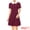 Burgundy, variant on Women's Peter Pan Contrast Collar Short Sleeves Flare Dress XL Black