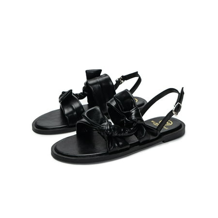 

Tenmix Womens Work Casual Flat Sandals Lightweight Buckle Summer Sandal Women Party Cute Bow Knot