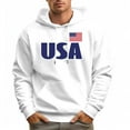 thumbnail image 2 of Men's 100% Cotton USA National Flag Hoodie 330g Thick Pocket Hood, 2 of 16