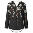thumbnail image 3 of Pompotops Chemises à Manches Longues Imprimées d'Été pour Femmes Tunique Décontractée à Fermeture Éclair Blouse Roulable Col en V en Solde, 3 of 4