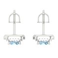 thumbnail image 4 of White Solid Solid Gold Halo Stud Everyday Dainty Earrings - 2.31 Ct Brilliant Princess Cut Studs Natural Swiss Blue Topaz 14K, Everyday Dainty Earrings Screw Back, 4 of 7
