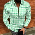 thumbnail image 5 of MELDVDIB Button Down Plaid Shirts for Men Long Sleeve Slim Transitional Weather Dress Shirt Travel Business Comfy Blouse Tops Green L, 5 of 8