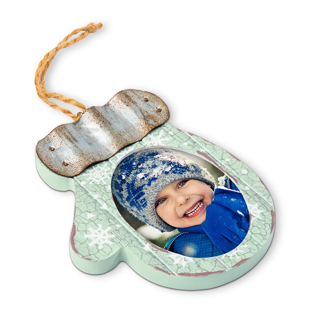 1.6 oz Rustic Wood and Metal Mitten Ornament