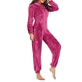 thumbnail image 2 of Women Women's One Piece Pajamas Cozy Plush With Bear Ear Hat Long Sleeve Zipper Jumpsuit Plus Size, 2 of 4