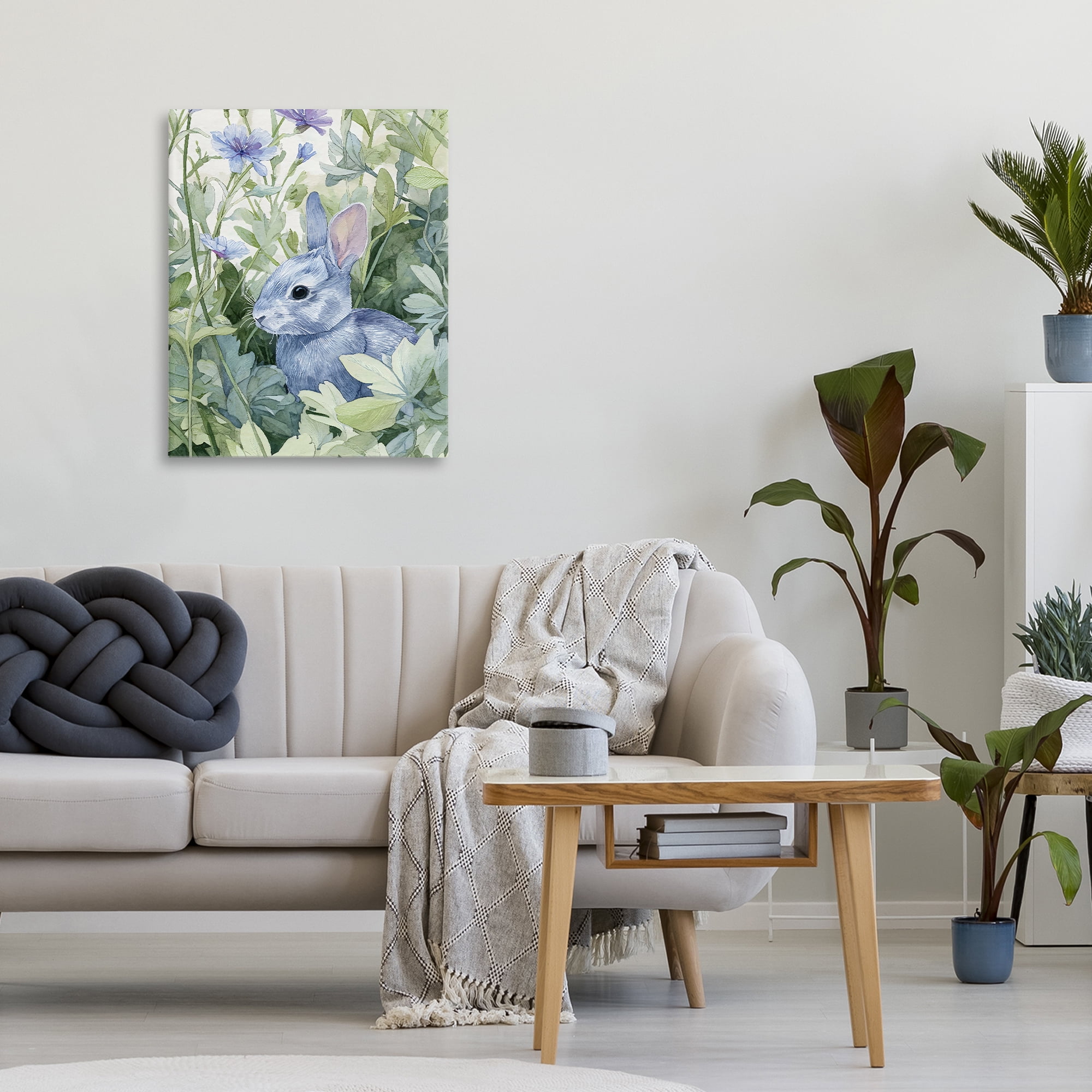Stupell Industries Blue Bunny Among Leaves Canvas Wall Art, design by Franklyn Gregory