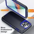 thumbnail image 4 of SaniMore for iPhone 14 Pro Case, 3-Layer Shock Absorbing Non-Slip Stripes [Soft Silicone Rubber] [Hard PC Bumper] Military Grade Shockproof Protective Cover for iPhone 14 Pro, Black+Blue, 4 of 8