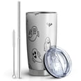 thumbnail image 2 of 20oz Tumblers Minimalist Halloween Ghost Pattern Stainless Steel Vacuum Insulated Double Wall Travel Tumbler Cups Mug with Lid and Straw,Cleaning Brush for Cold & Hot Drinks, 2 of 7